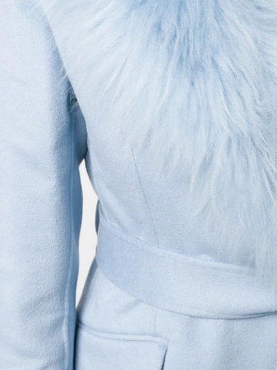 Shop Prada Oversized Collar Mid-length Coat In Light Blue