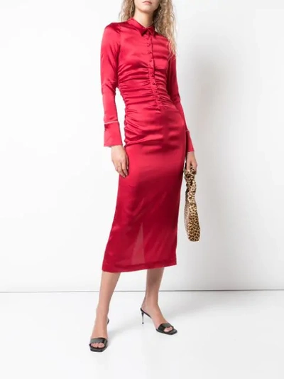 Shop Alexis Fitted Shirt Dress In Red