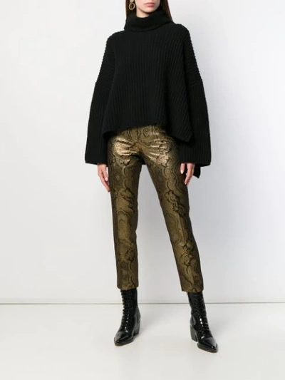 Shop Etro Metallic Finish Trousers In Gold