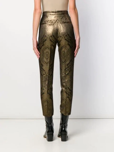 Shop Etro Metallic Finish Trousers In Gold