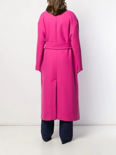 Shop Msgm Double Breasted Overcoat In Pink