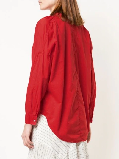 Shop A Shirt Thing Frilled Split Neck Shirt In Red
