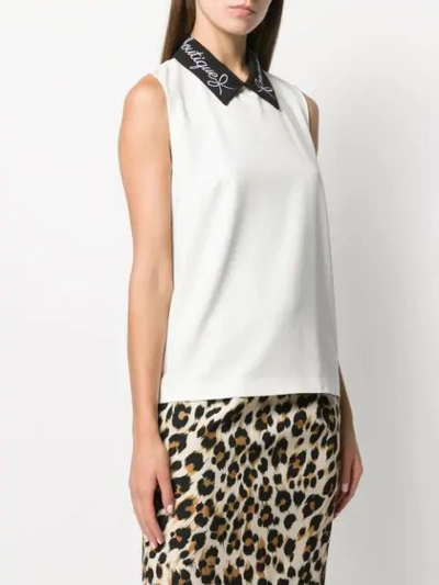 Shop Boutique Moschino Contrast-collar Blouse In 3003 Fantasy Print Ivory