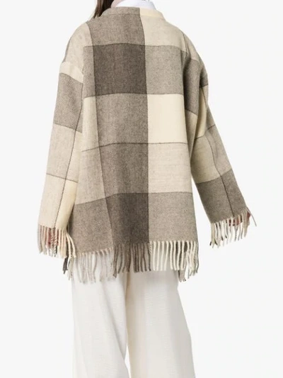Shop Jil Sander Fringed Checked Tunic In Neutrals