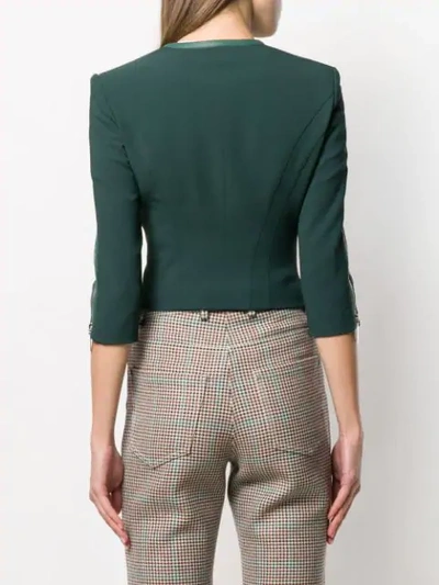 Shop Elisabetta Franchi Cropped Fitted Jacket In Green