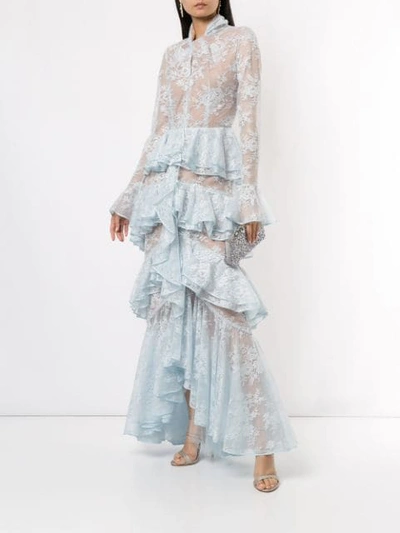Shop Ingie Paris Ruffled Long Dress In Blue