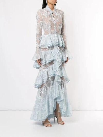 Shop Ingie Paris Ruffled Long Dress In Blue