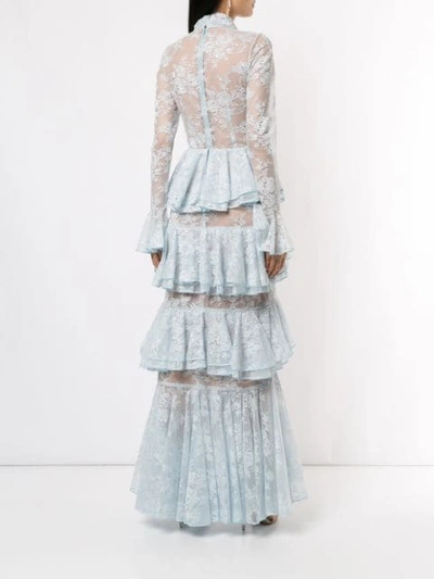 Shop Ingie Paris Ruffled Long Dress In Blue