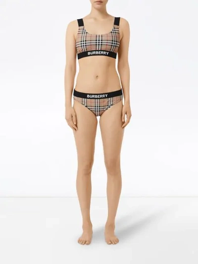 Shop Burberry Vintage Check Bikini In Neutrals