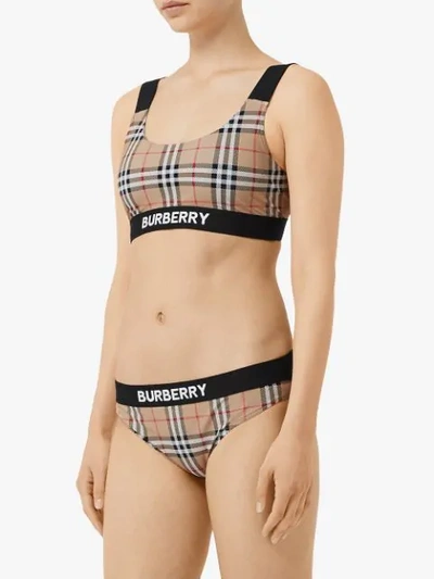 Shop Burberry Vintage Check Bikini In Neutrals