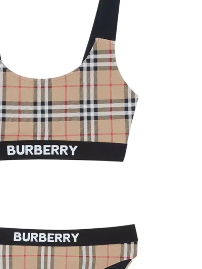 Shop Burberry Vintage Check Bikini In Neutrals