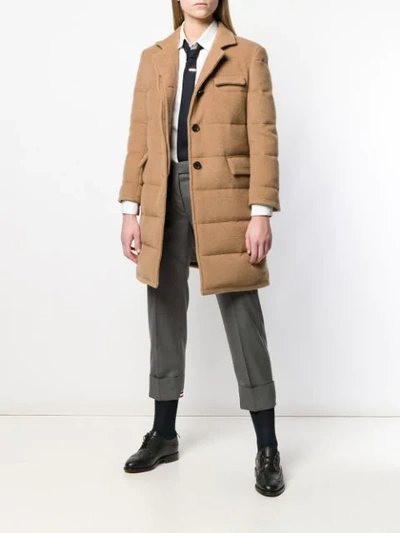 Shop Thom Browne Camel Down Filled Overcoat In Neutrals