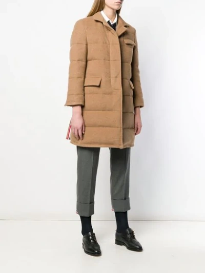 Shop Thom Browne Camel Down Filled Overcoat In Neutrals