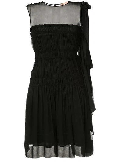 Shop N°21 Smocked Mini Dress In Black