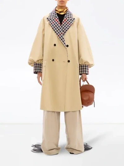 Shop Jw Anderson Contrast Check Trench Coat In Neutrals