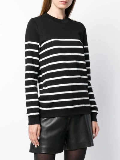 Shop Balmain Striped Sweater - Black