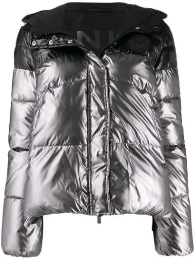 Shop Pinko Hooded Padded Jacket In Silver