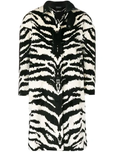 Shop Alexander Mcqueen Tiger Jacquard Coat In Black