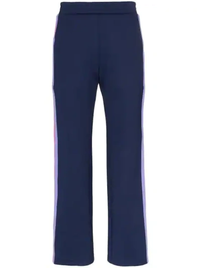 Shop Mira Mikati Striped Popper Button Trousers In Blue