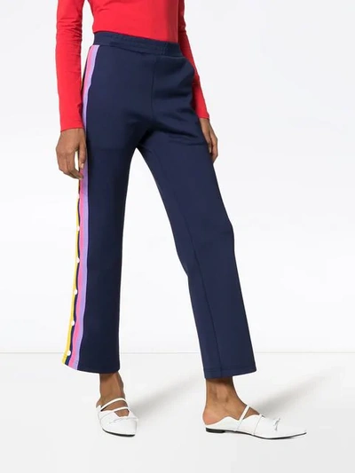 Shop Mira Mikati Striped Popper Button Trousers In Blue