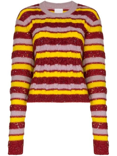 Shop Ashish Stripe Knit Jumper In Multicolour