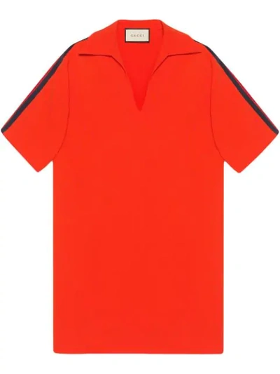 Shop Gucci Oversize Viscose Shirt With Web In 6536 Orange