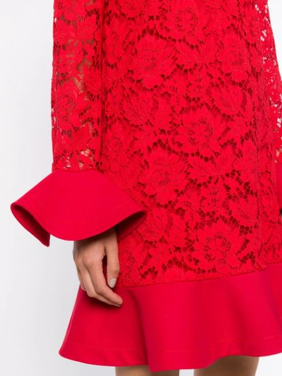 Shop Valentino Ruffled Lace Dress - Red