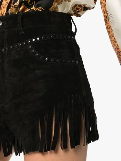 Shop Saint Laurent Shorts Mit Fransen In Black