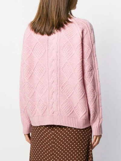 Shop Allude Cable Knit Jumper In Pink
