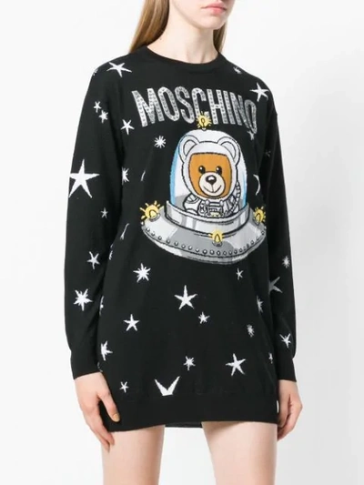 Shop Moschino Toy Bear Knit Dress In 1555 Black