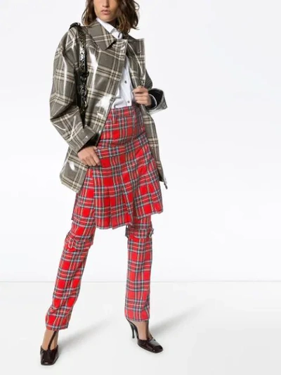 Shop Ashley Williams Layered Tartan Straight-leg Trousers In Red