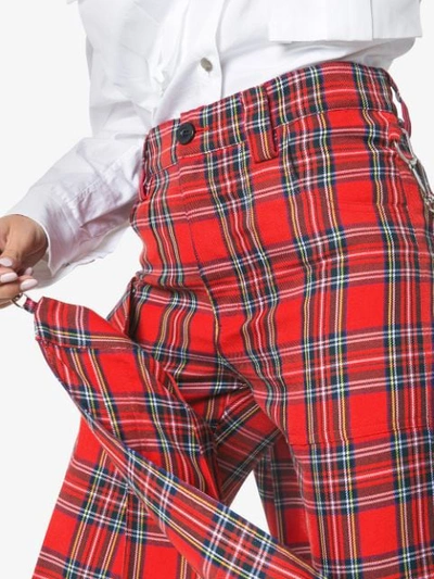 Shop Ashley Williams Layered Tartan Straight-leg Trousers In Red