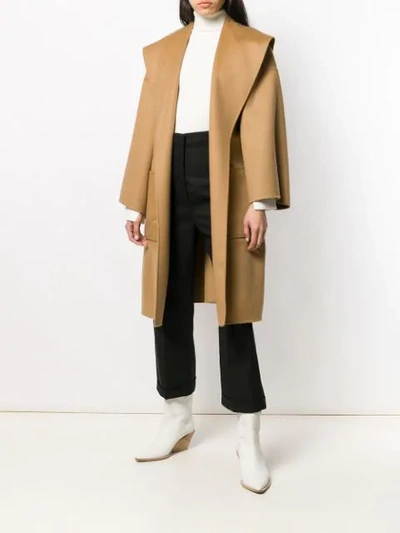 Shop Loewe Belted Wrap Coat In Brown