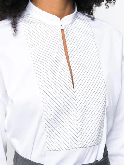 Shop Brunello Cucinelli Embellished Bib Shirt In White