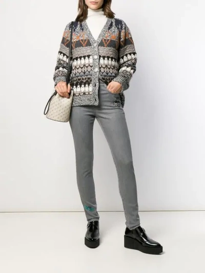 Shop Stella Mccartney Embroidered Skinny Jeans In Grey