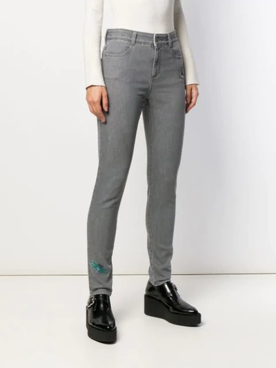 Shop Stella Mccartney Embroidered Skinny Jeans In Grey