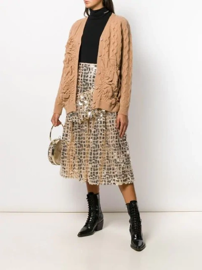 Shop Simone Rocha Textured Cardigan In Brown