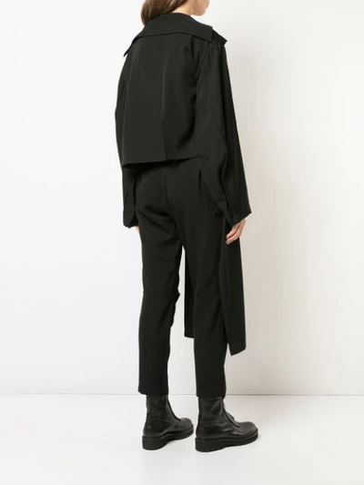 Shop Yohji Yamamoto Long Asymmetric Wrap Shirt In Black