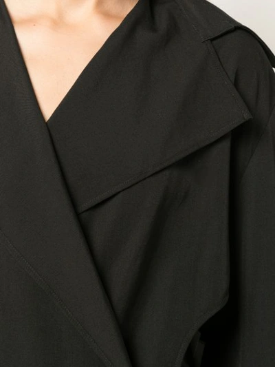 Shop Yohji Yamamoto Long Asymmetric Wrap Shirt In Black