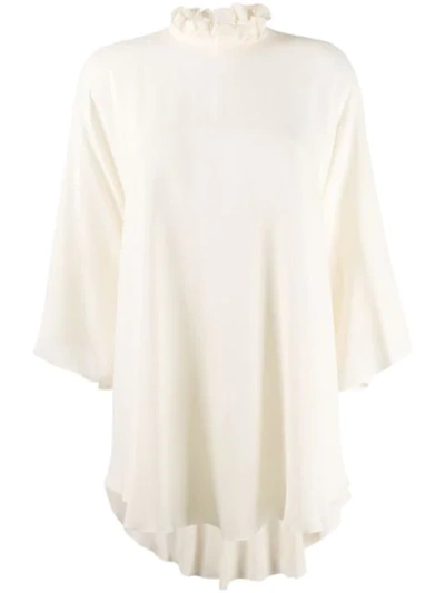 Shop Giambattista Valli Ruffle Trim Blouse In Neutrals