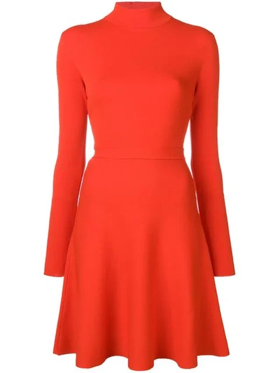 Shop Givenchy Turtleneck Skater Dress In Red