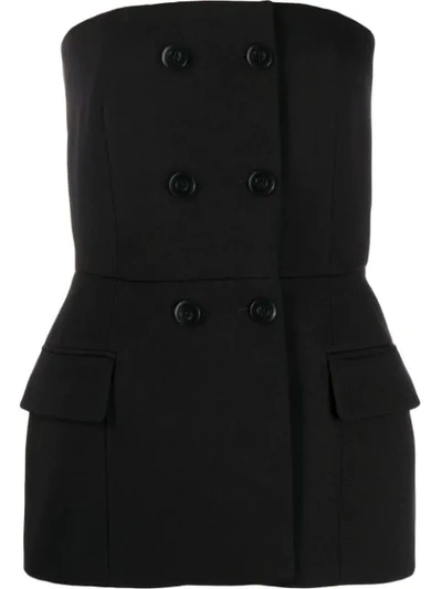 Shop Givenchy Buttoned Strapless Top In Black