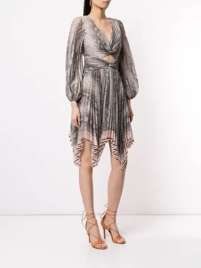 Shop Zimmermann Cut Out Pleated Dress In Neutrals