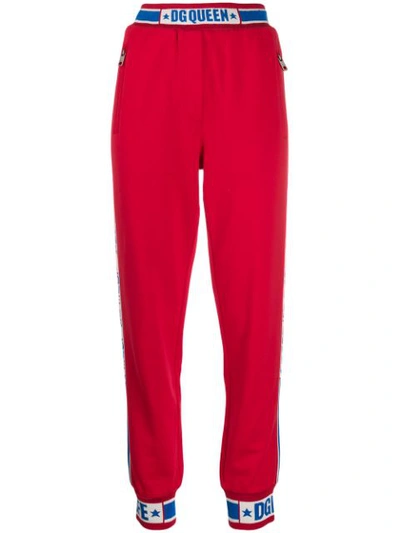 Shop Dolce & Gabbana Dg Queen Track Pants In Red