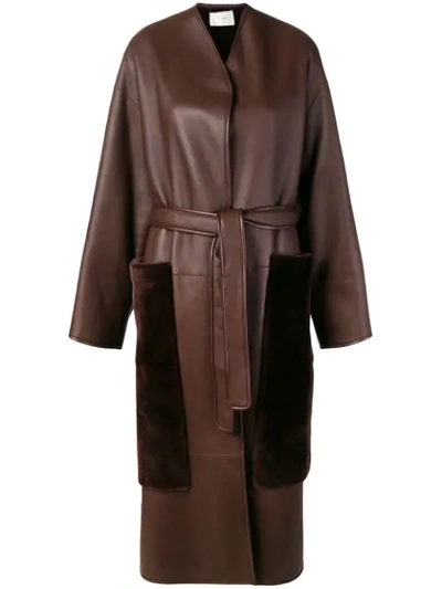 Shop The Row Belted Midi Coat In Brown