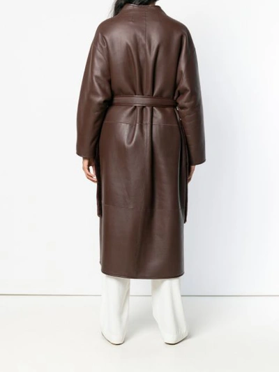 Shop The Row Belted Midi Coat In Brown