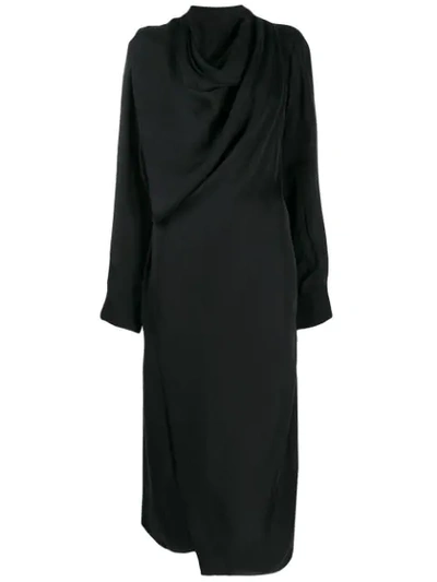 Shop Low Classic Cowl Neck Wrap Dress In Black