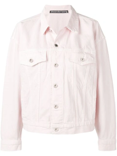 Shop Alexander Wang Game Denim Jacket In Pink
