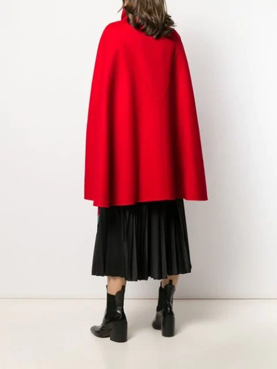 Shop Valentino Draped Collar Cape In Red