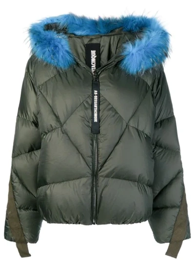 Shop As65 Hooded Puffer Jacket In Green